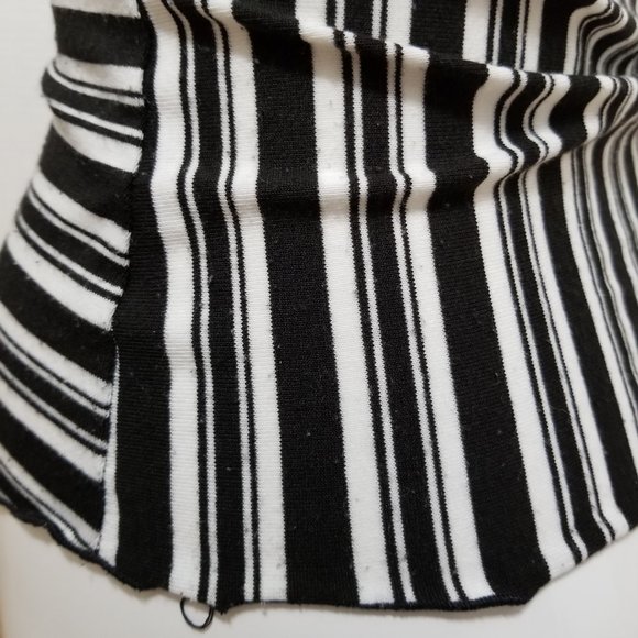 FANG top Small striped scalloped hems v-neck knit Y2K VINTAGE - Picture 11 of 13